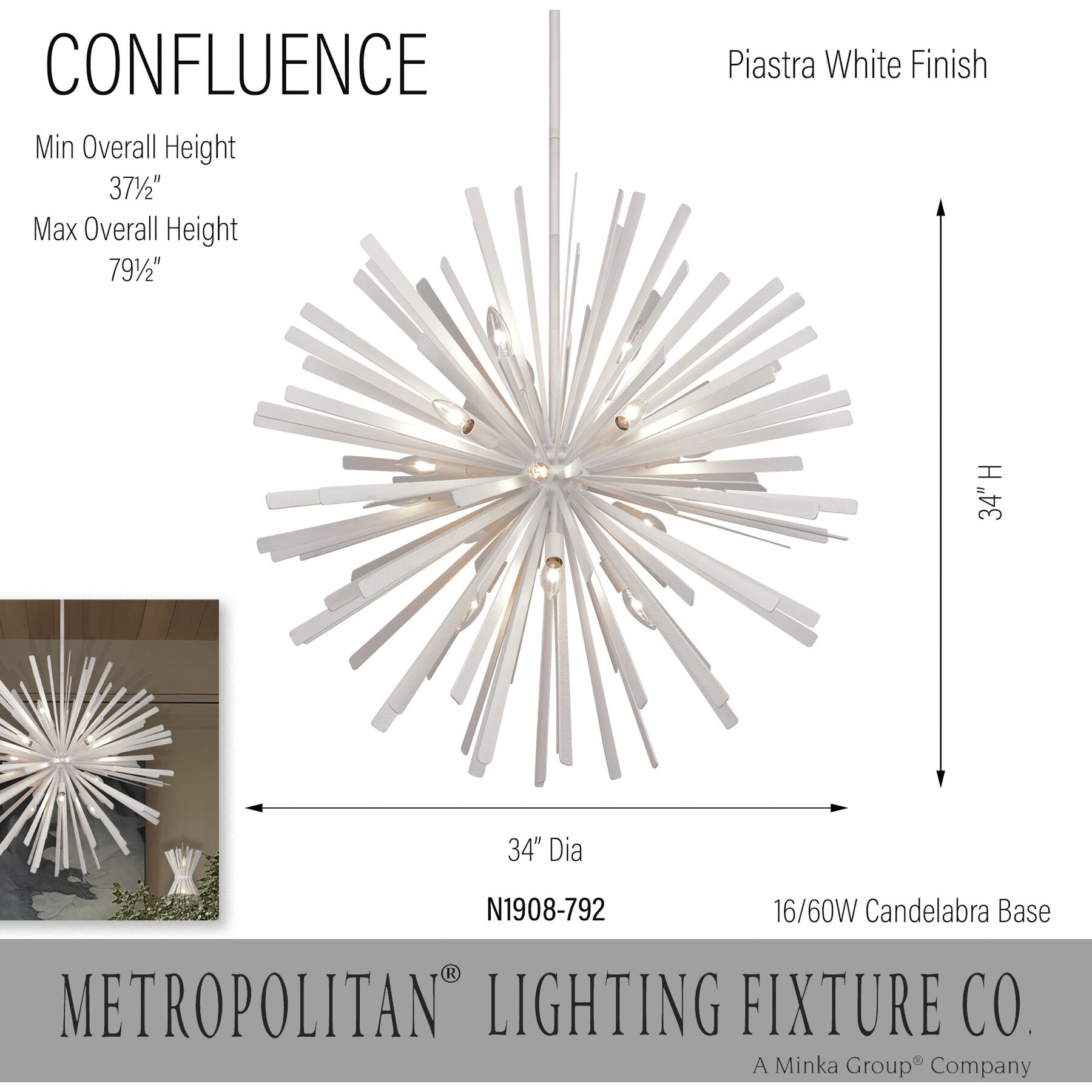 Confluence 16 Light 34 inch Piastra White Pendant Ceiling Light