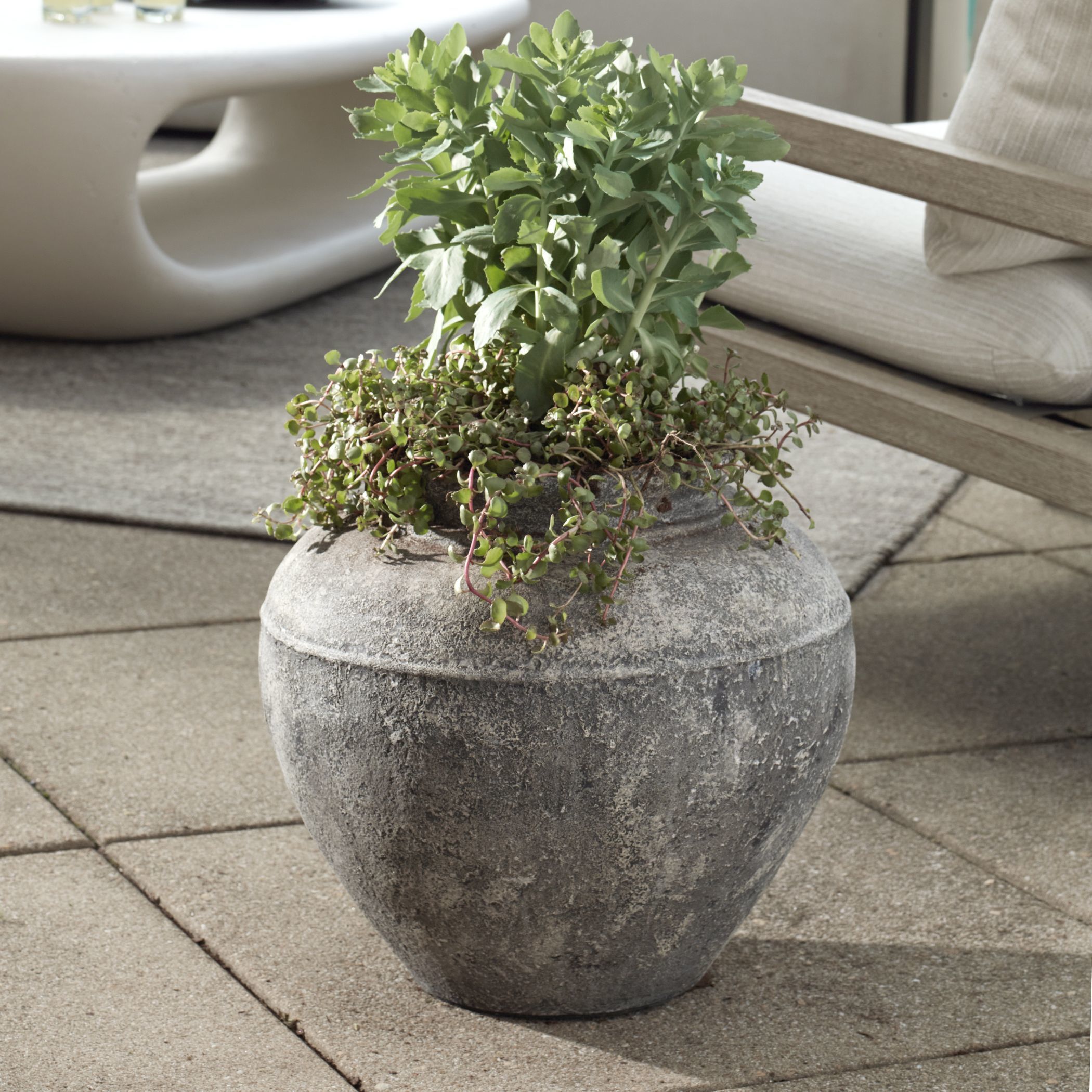 Echoes Of Time Whitewash Concrete Outdoor Planter