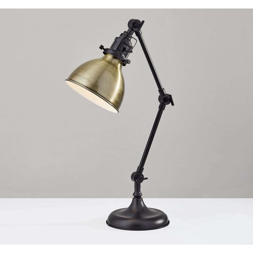 Alden 19 inch 40.00 watt Antique Bronze with Brass Accents Desk Lamp Portable Light, Simplee Adesso
