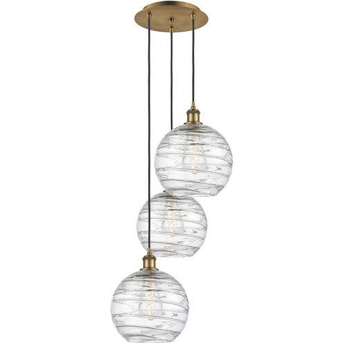 Ballston Athens Deco Swirl 3 Light 17 inch Brushed Brass Multi-Pendant Ceiling Light
