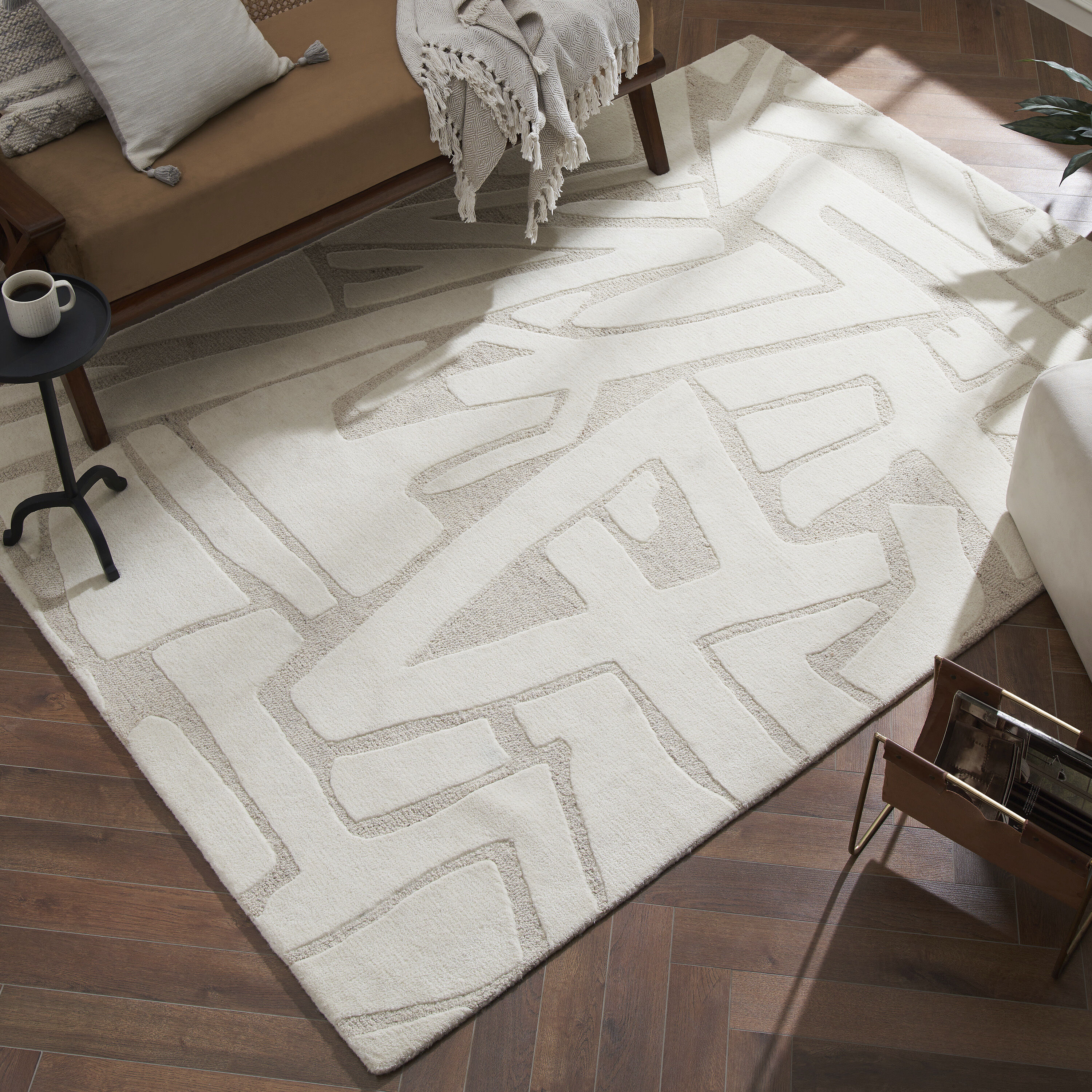 Cosmos 86.61 X 62.99 inch White/Beige Indoor Rug, 5ft 3in x 7ft 3in