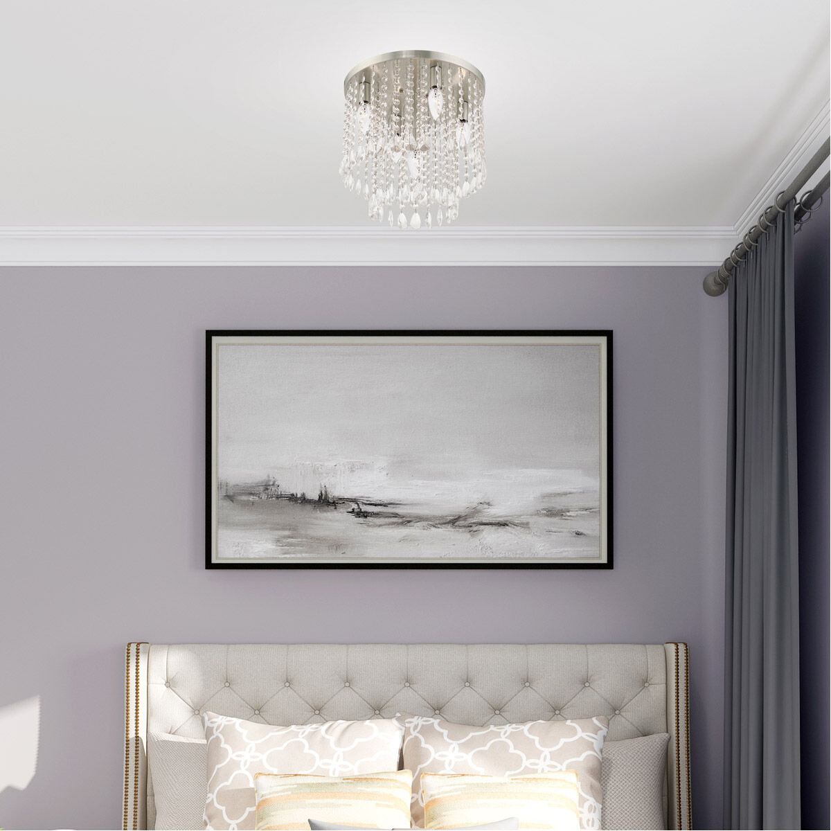 Elizabeth 5 Light 14 inch Brushed Nickel Flush Mount Ceiling Light