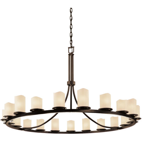 CandleAria 21 Light 60 inch Dark Bronze Chandelier Ceiling Light in Cream, Cylinder with Melted Rim, Incandescent