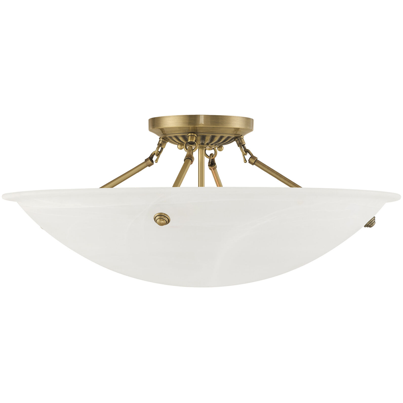 Oasis 4 Light 24 inch Antique Brass Semi-Flush Mount Ceiling Light
