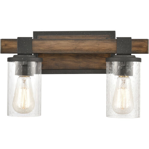 Annenberg 2 Light 15 inch Distressed Black with Ballard Wood Vanity Light Wall Light