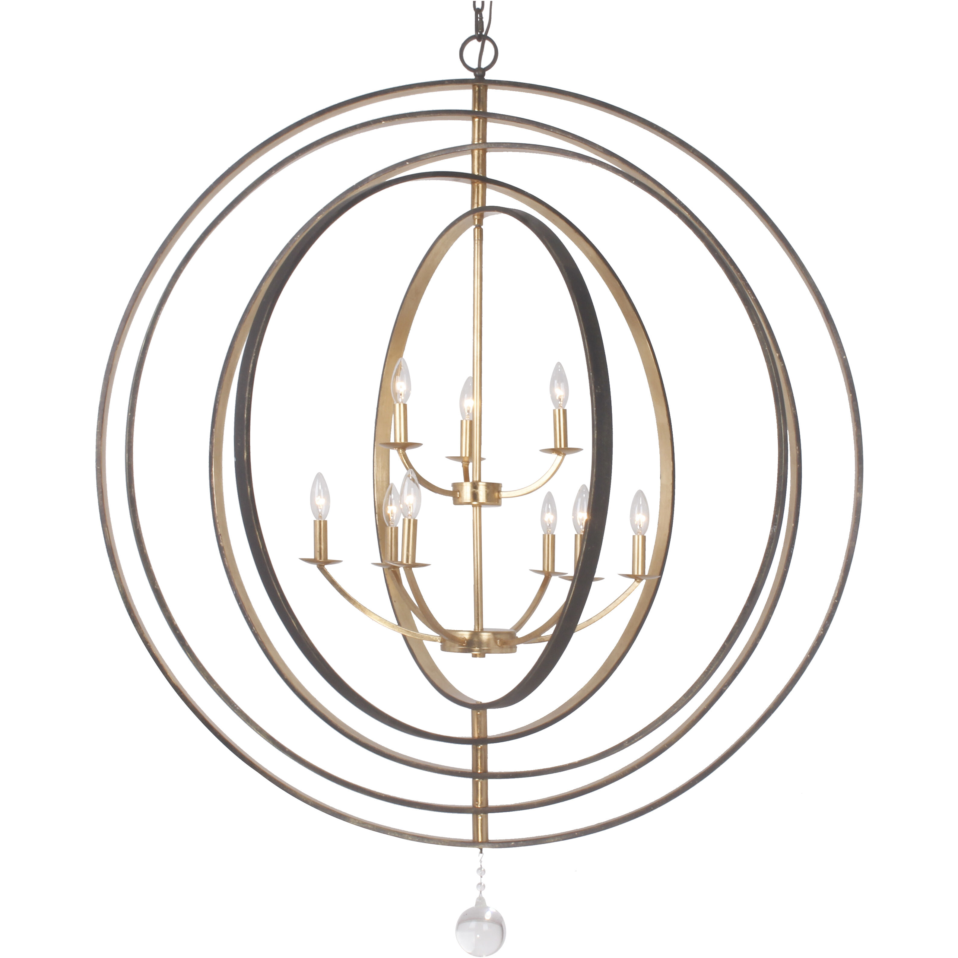 Luna 9 Light 48 inch English Bronze and Antique Gold Chandelier Ceiling Light