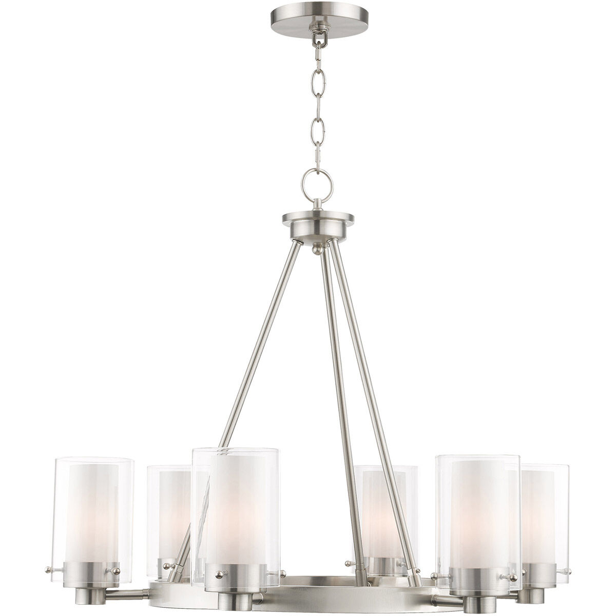 Manhattan 6 Light 26 inch Brushed Nickel Chandelier Ceiling Light
