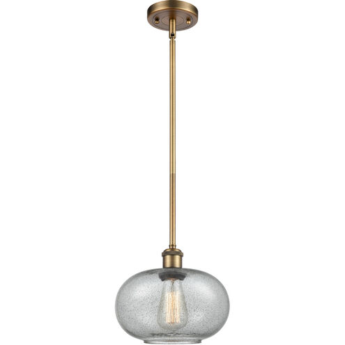 Ballston Gorham LED 10 inch Brushed Brass Pendant Ceiling Light in Charcoal Glass, Ballston
