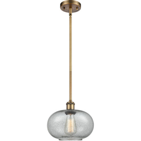 Ballston Gorham LED 9.5 inch Brushed Brass Pendant Ceiling Light in Charcoal Glass, Ballston