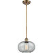 Ballston Gorham LED 10 inch Brushed Brass Pendant Ceiling Light in Charcoal Glass, Ballston
