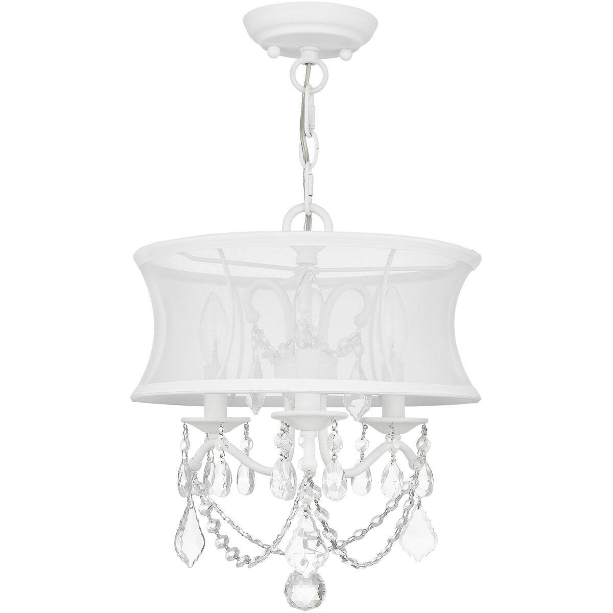 Newcastle 3 Light 13 inch White Convertible Mini Chandelier/Ceiling Mount Ceiling Light