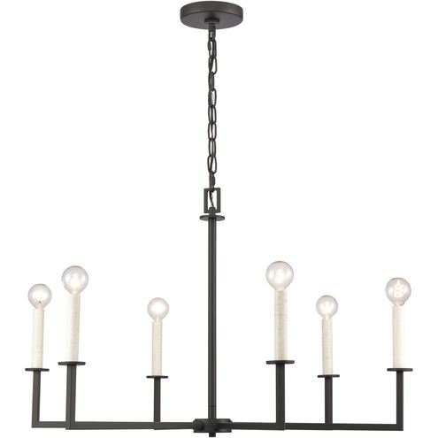 Dunne 6 Light 30 inch Matte Black with Antique White Chandelier Ceiling Light in Matte Black and Antique White