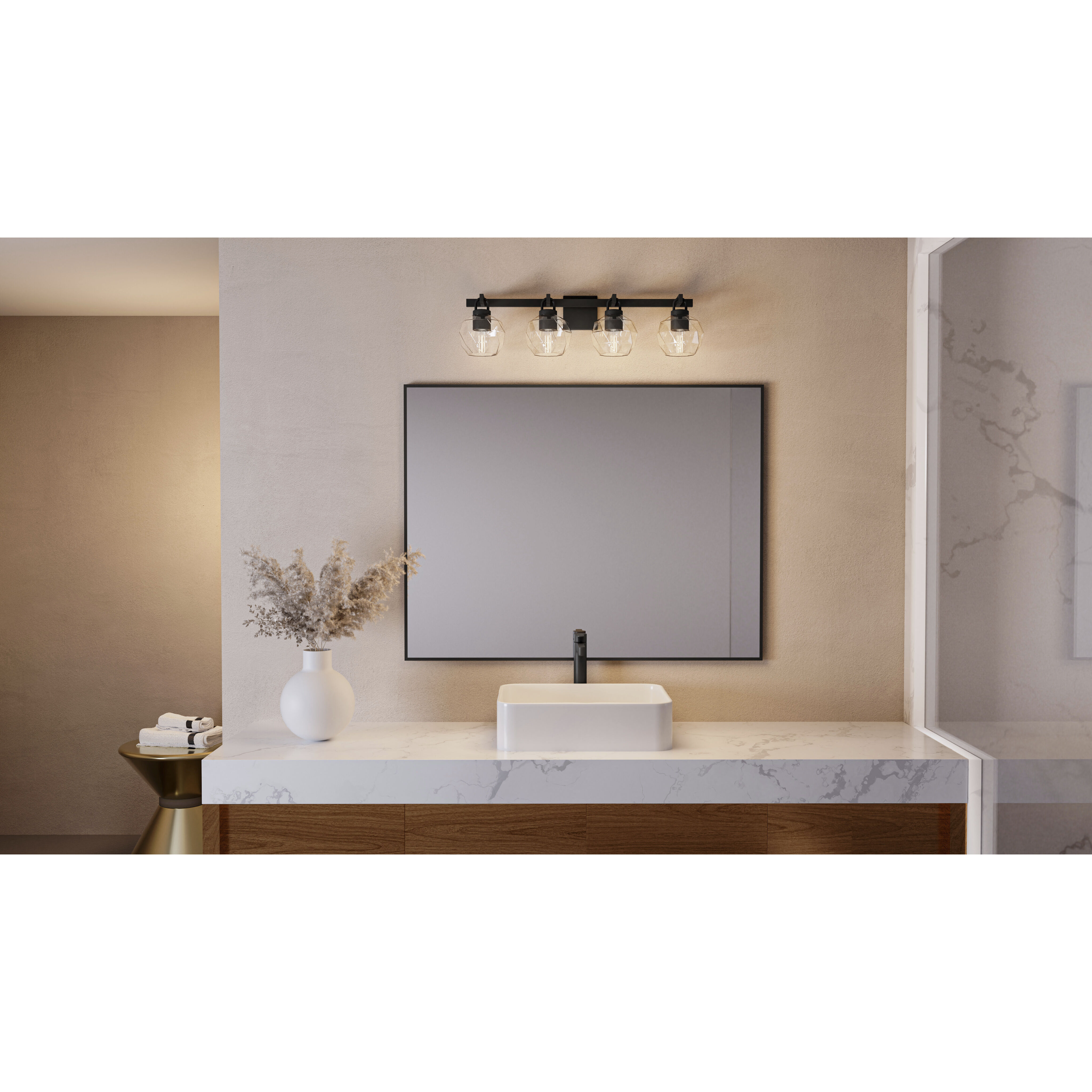 Celina 4 Light 32 inch Matte Black Bath Light Wall Light, Extra Large