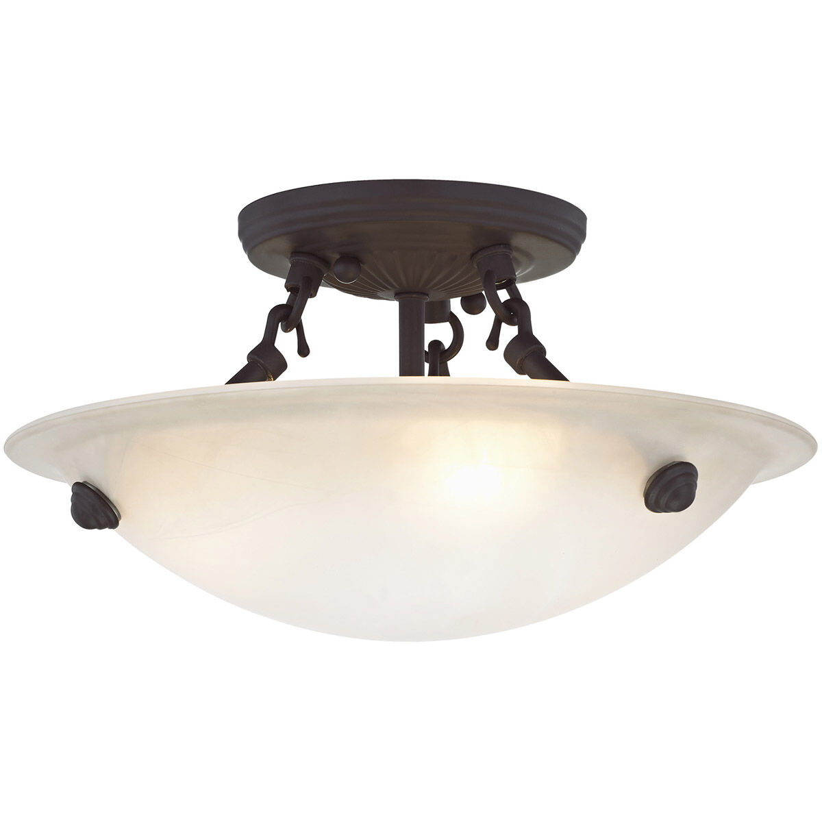 Oasis 3 Light 12 inch Bronze Semi-Flush Mount Ceiling Light
