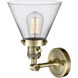 Franklin Restoration Large Cone LED 8 inch Antique Brass Sconce Wall Light in Clear Glass, Franklin Restoration