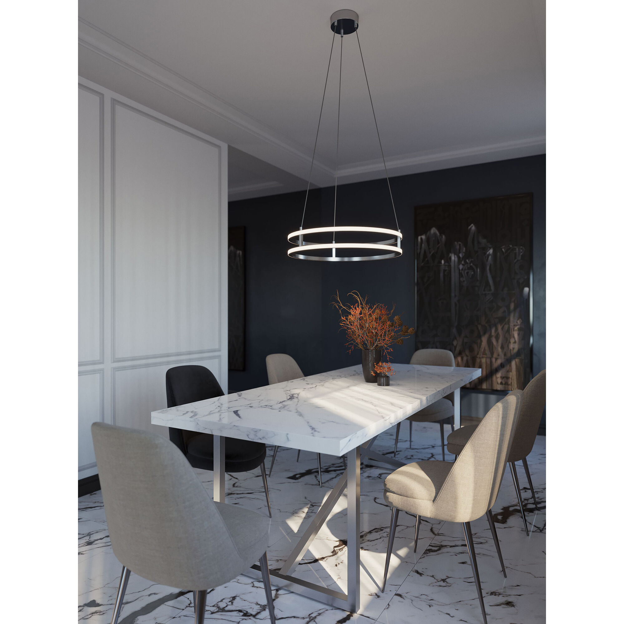 Gemini LED 32 inch Painted Nickel Pendant Ceiling Light