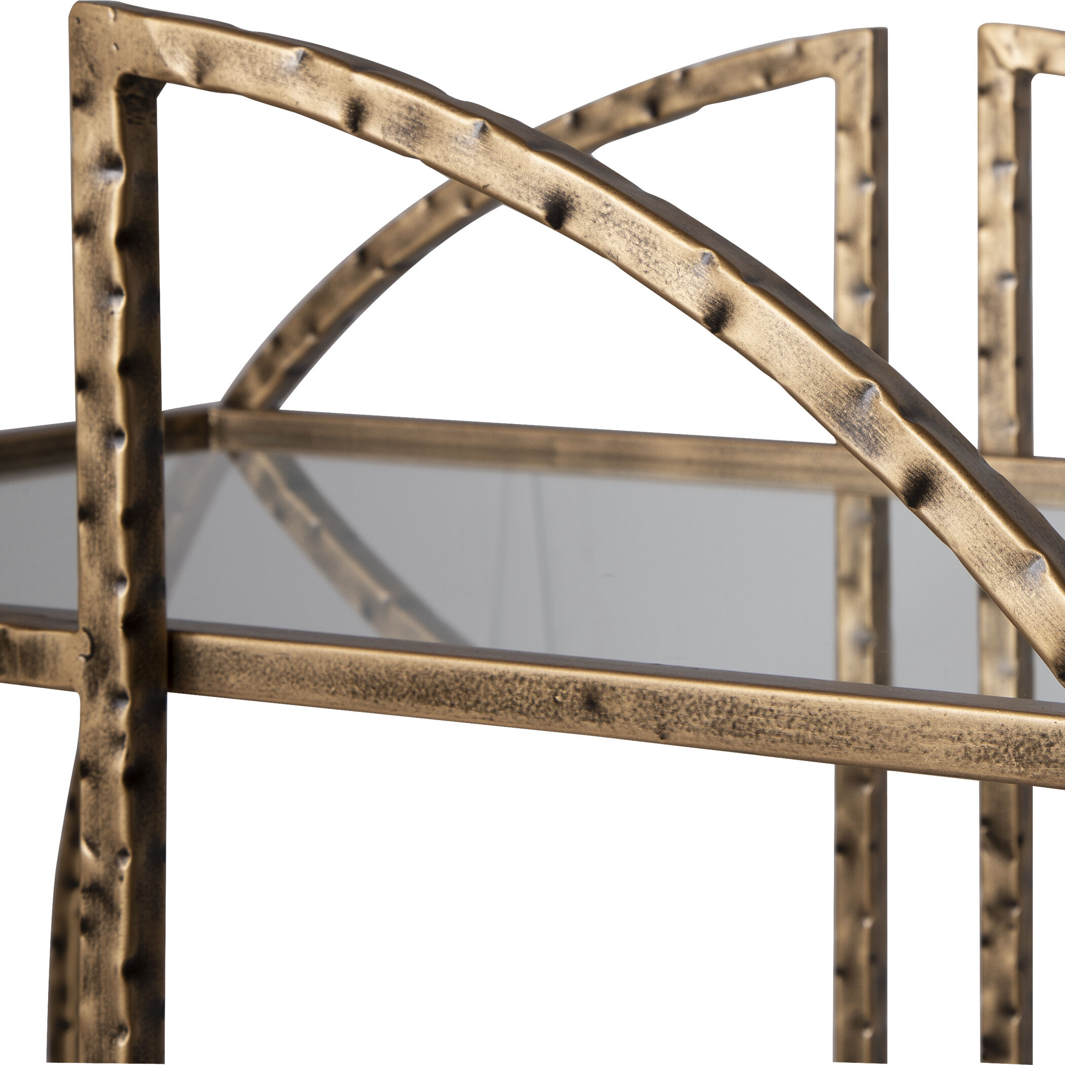 Zelina Antique Gold and Clear Glass Bar Cart