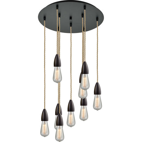 Fairchild Bare Bulb 9 Light 18 inch Oil Rubbed Bronze Multi-Pendant Ceiling Light, Fairchild