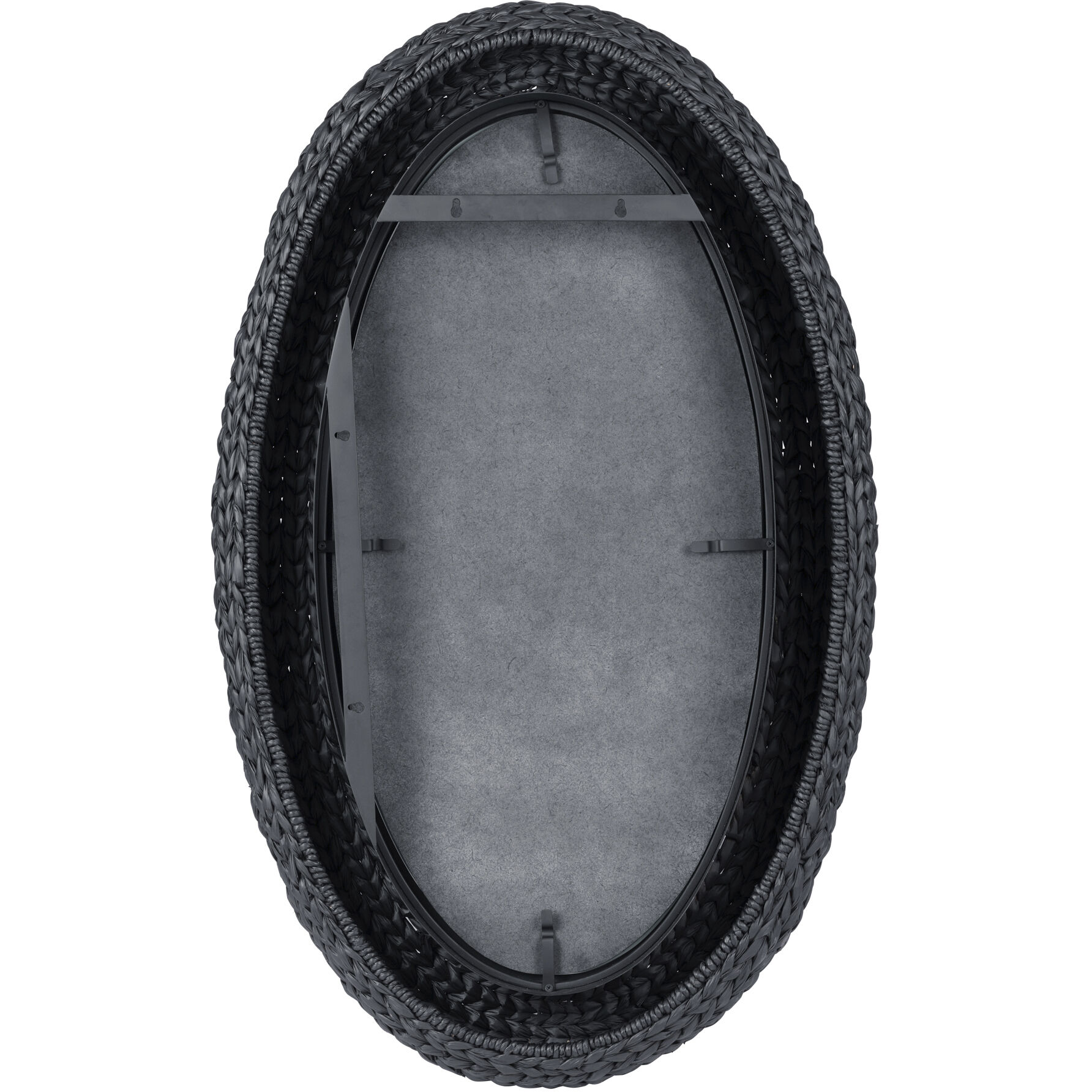 Athena 40.25 X 24.25 inch Matte Black with Black Seagrass Wall Mirror