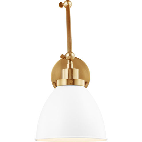 C&M by Chapman & Myers Wellfleet 26 inch 75 watt Matte White and Burnished Brass Task Sconce Wall Light in Matte White / Burnished Brass