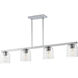 Scoop 4 Light 46 inch Polished Chrome Linear Pendant Ceiling Light in Clear