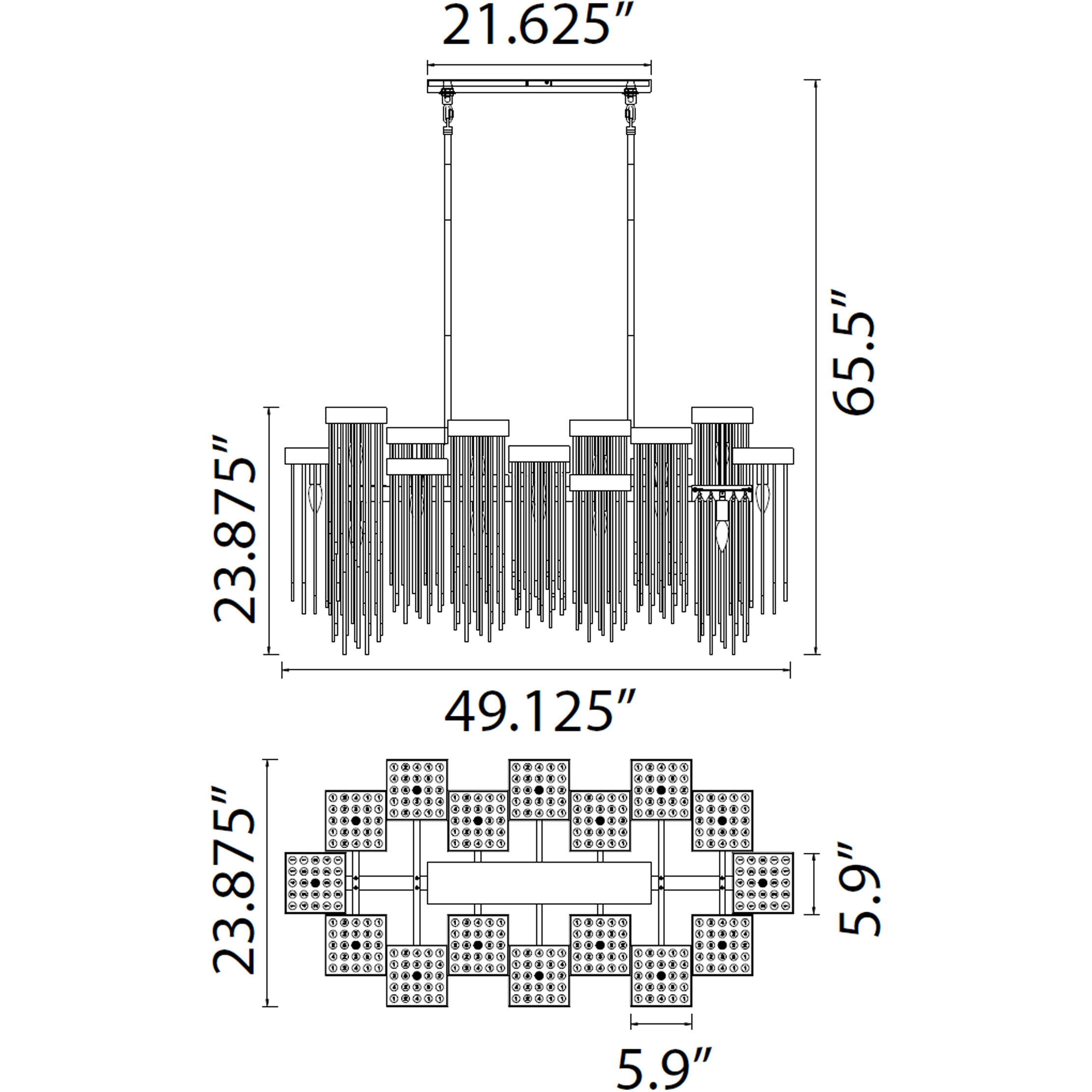 Waterfall 16 Light 23.88 inch Aged Brass Chandelier Ceiling Light
