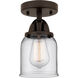 Nouveau 2 Small Bell 1 Light 5 inch Oil Rubbed Bronze Semi-Flush Mount Ceiling Light in Clear Glass