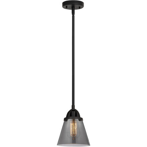 Nouveau 2 Small Cone LED 6.25 inch Matte Black Mini Pendant Ceiling Light in Plated Smoke Glass