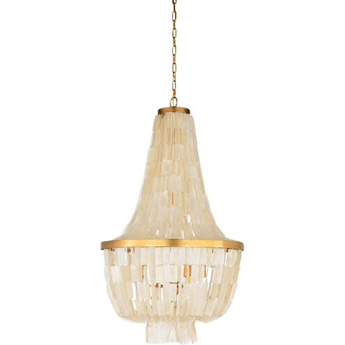 Wildwood 6 Light 24 inch Antique Gold Leaf/Capiz/Natural White Chandelier Ceiling Light