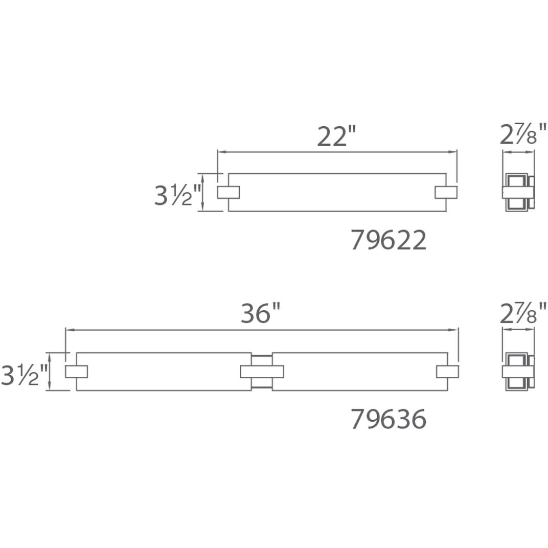 Bliss LED 36 inch Polished Nickel Bath Vanity & Wall Light in 2700K, dweLED