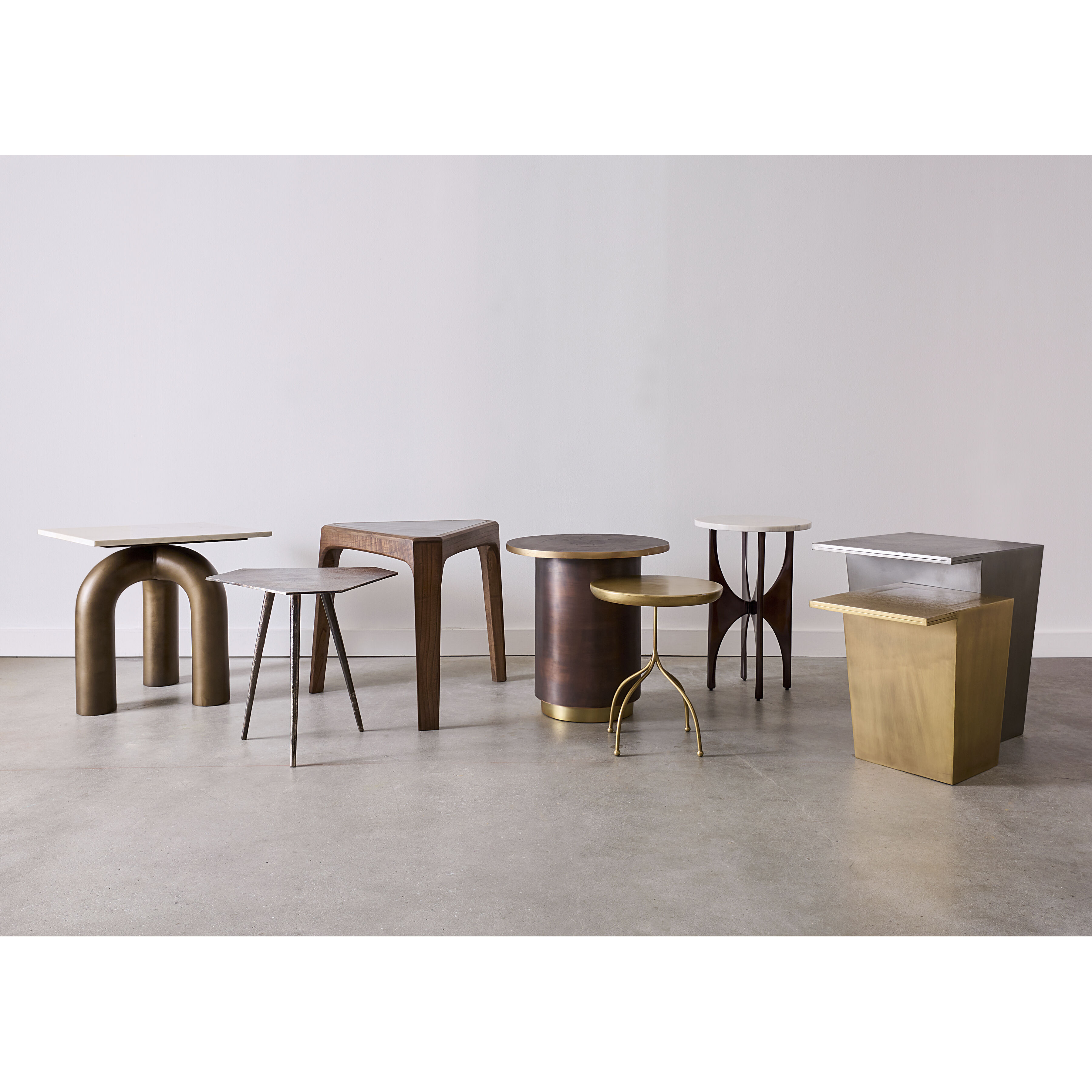 Small brass store accent table