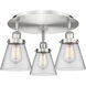 Cone 3 Light 18 inch Satin Nickel Flush Mount Ceiling Light in Clear