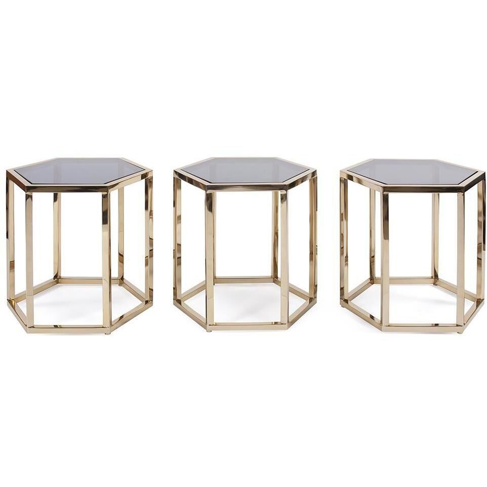 Carter 17.5 inch Black/Gold Table Set Portable Light, Set of 3