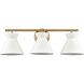 Forme 3 Light 25 inch White with Brushed Gold Vanity Light Wall Light