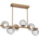 Luna LED Novel Brass Linear Pendant Ceiling Light in 3000K LED, Zircon Inner - Clear Outer, Twisted Branch