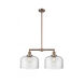 Franklin Restoration X-Large Bell LED 21 inch Antique Copper Chandelier Ceiling Light in Clear Glass, Franklin Restoration
