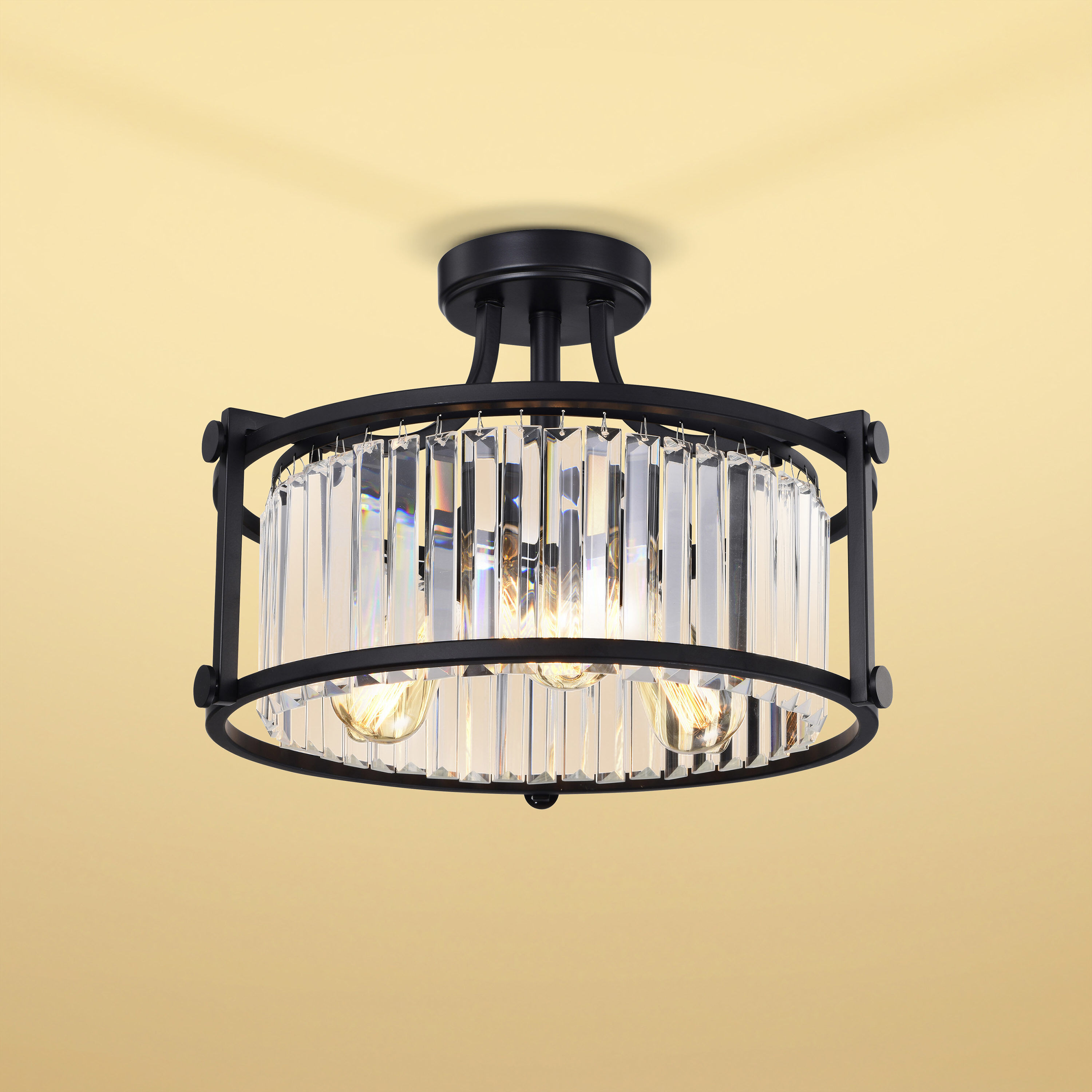 Krys 3 Light 17.75 inch Aged Bronze Semi Flush Mount Ceiling Light