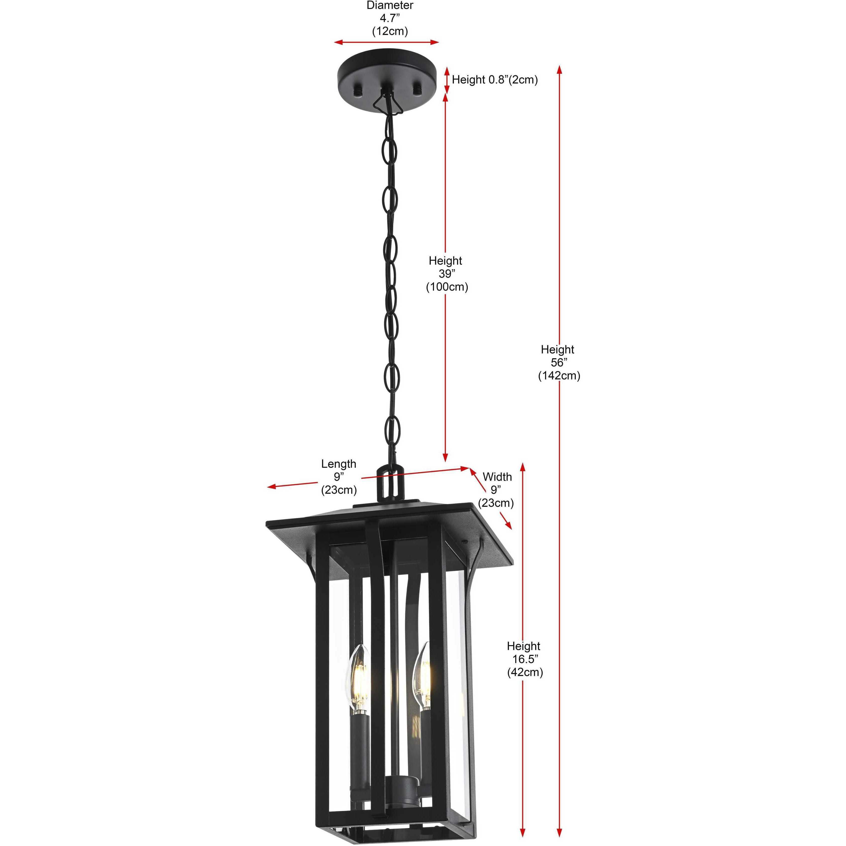 Thayer 2 Light 9 inch Black Outdoor Pendant