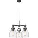 Newton Bell 3 Light 20.38 inch Matte Black Pendant Ceiling Light in Seedy Glass