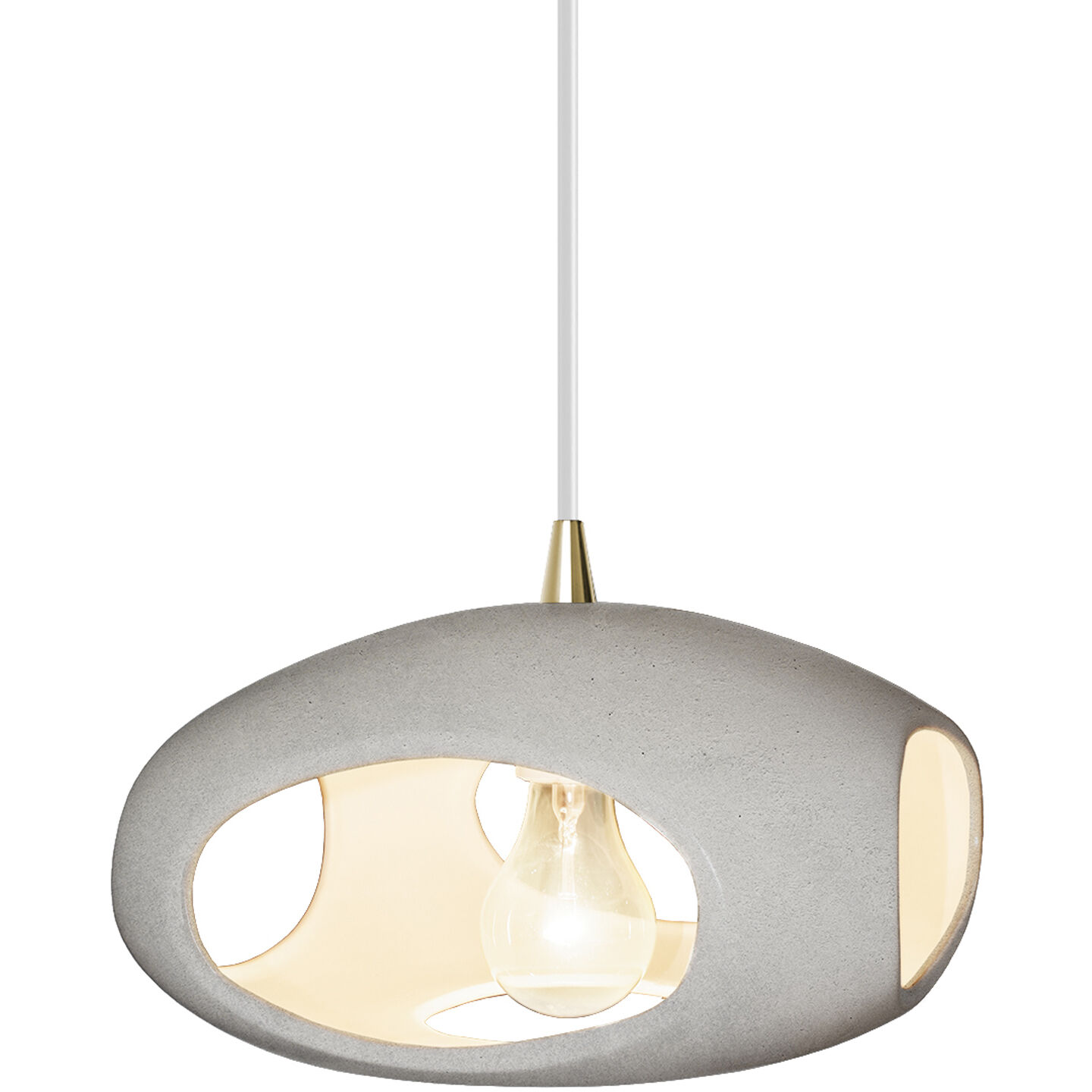 Radiance Collection 1 Light 12 inch Antique Brass and Concrete and White Pendant Ceiling Light