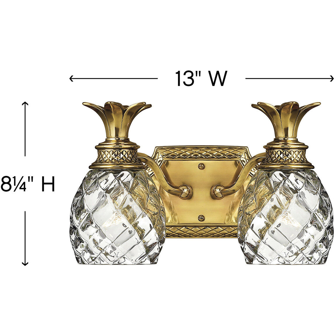 Plantation 2 Light 13 inch Burnished Brass Vanity Light Wall Light
