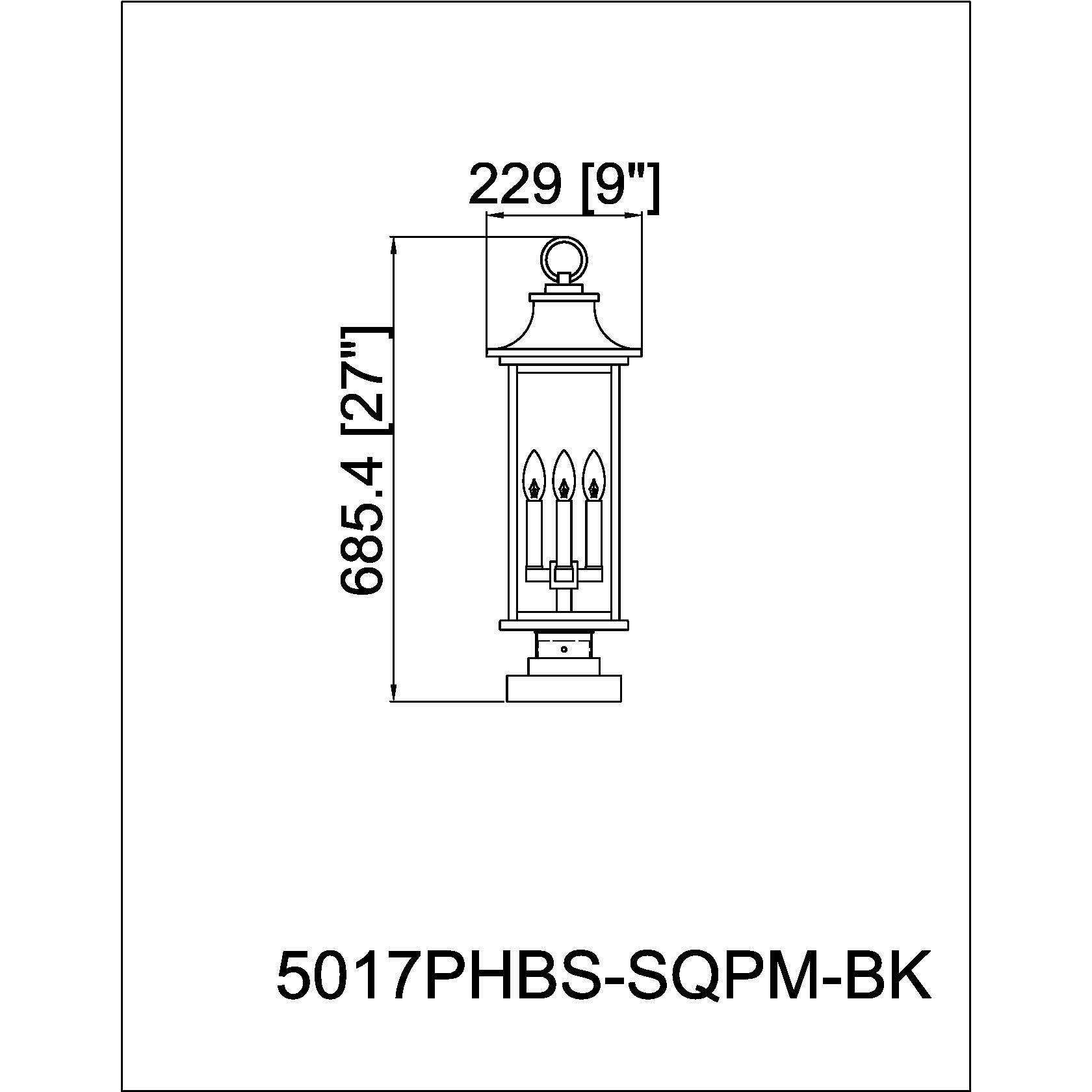 Tiberius 4 Light 27 inch Black Outdoor Pier Mounted Fixture in Clear Seedy Glass