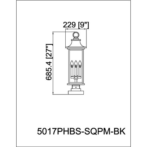 Tiberius 4 Light 27 inch Black Outdoor Pier Mounted Fixture in Clear Seedy Glass