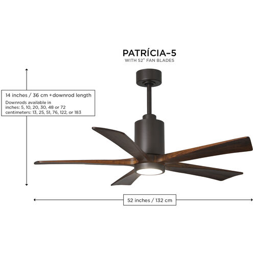 Atlas Patricia-5 52 inch Polished Chrome with Walnut Tone Blades Ceiling Fan, Atlas