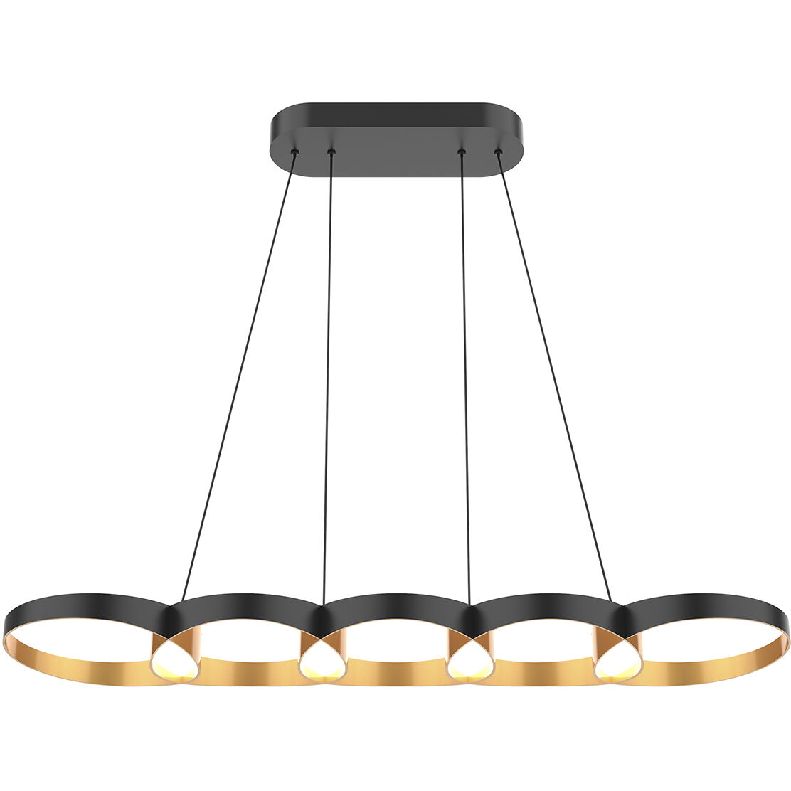 Maestro Linear Pendant Ceiling Light in Black and Gold