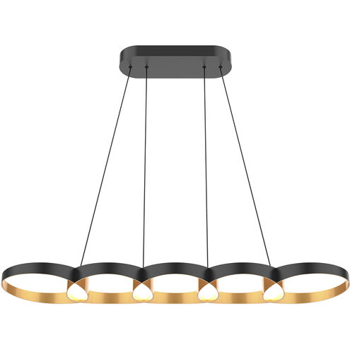 Maestro Linear Pendant Ceiling Light in Black and Gold