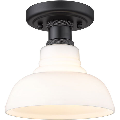 Carver 1 Light 8 inch Matte Black Flush Mount Ceiling Light in Vintage Milk Glass