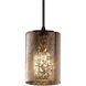 Fusion 1 Light 4 inch Matte Black Pendant Ceiling Light in White Cord, Cylinder with Flat Rim, Incandescent, Mercury Fusion