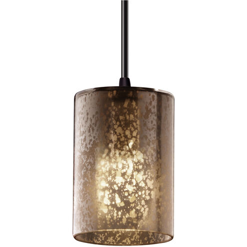 Fusion 1 Light 4 inch Matte Black Pendant Ceiling Light in White Cord, Cylinder with Flat Rim, Incandescent, Mercury Fusion