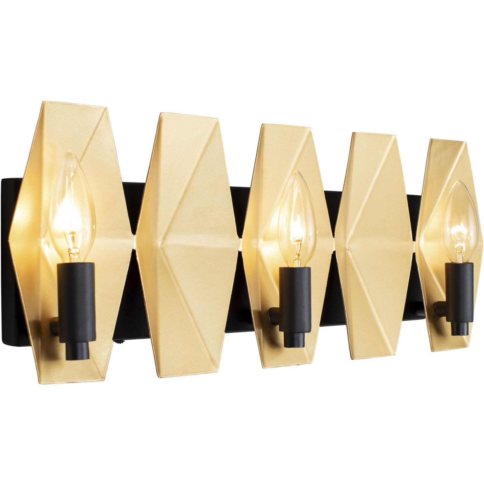 Malone 3 Light 22 inch Matte Black/French Gold Bath Vanity Light Wall Light